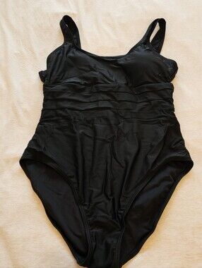 New One Piece Pleated Tummy Control Bathing Suit